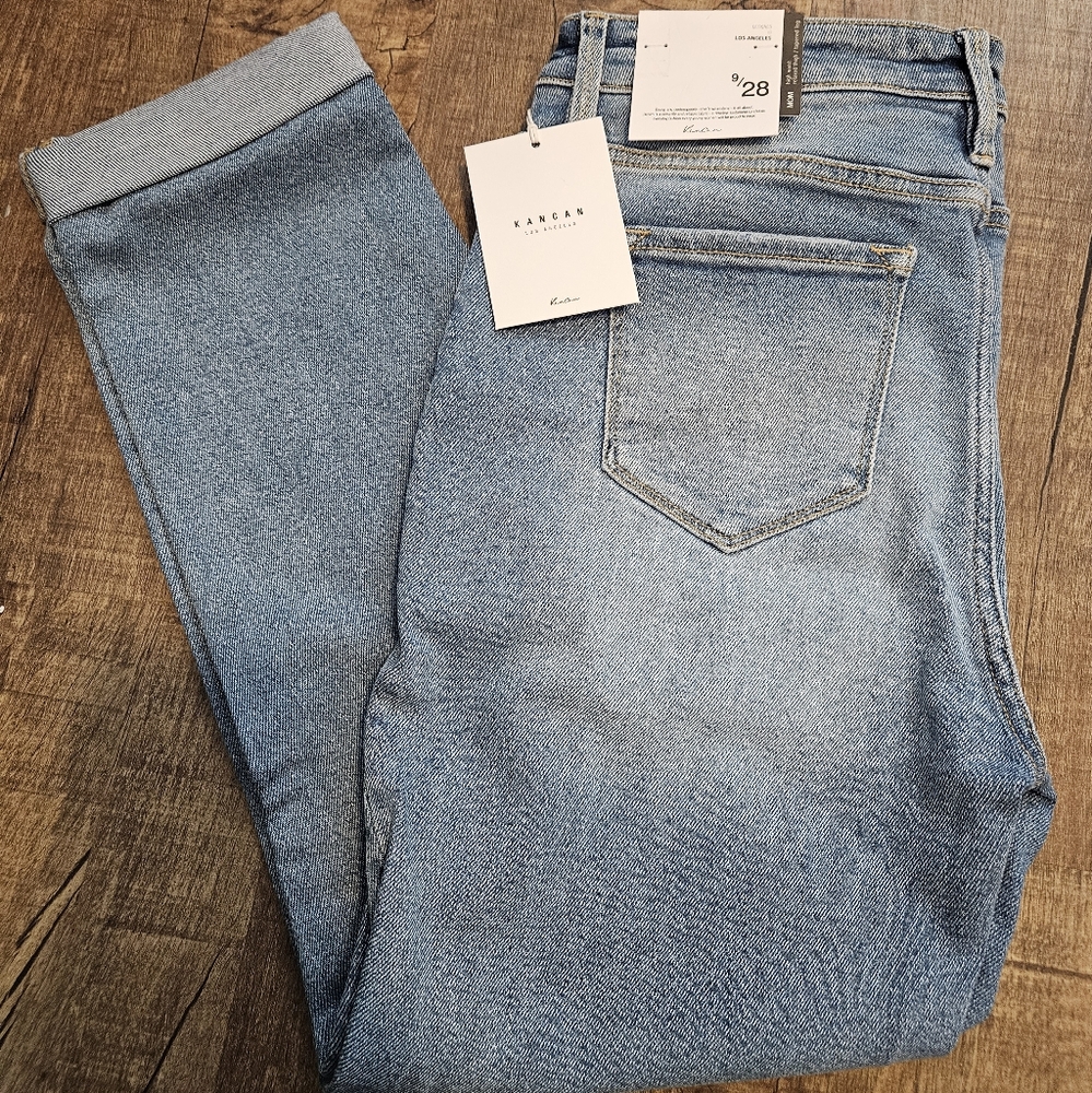 Kancan MOM high waist/relaxed thigh/tapered leg cuffed jeans